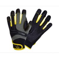 Darba Cimdi Sintētiskās Ādas MECHANIC PRO 9401 Safety Workwear Velcro Black Yellow Drošības Darba Apģērbs Aksesuārs