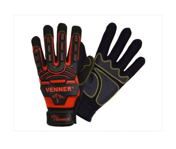 Darba Cimdi Triecienizturīgi Sintētiskās Ādas ACTIVE IMPACT Work Gloves Safety Workwear Red Black Drošības Darba Apģērbs Aksesuārs