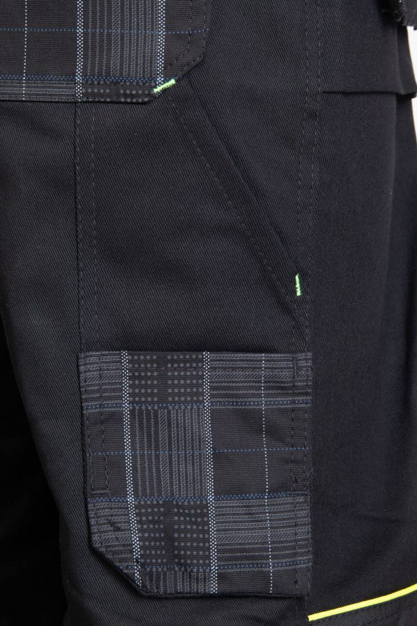 Darba Puskombinezoni ar Nokarenām Kabatām Ērts Lēts Kvalitatīvs mūsdienīgs Praktisks Staipīgs DIAMANT Seven Kings Flexi Stretch Work Overalls Cordura Black 97 Cotton 3 Spandex Safety Workwear Darba Apģērbi Danett Depo Ksenukai Marpro
