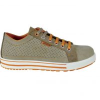 Perferētas Ādas Darba Kurpes Kedas Sneakers DIVISION Cofra S1 P SRC Work Shoes Safety Footwear Aluminium Beige Drošības Darba Apavi