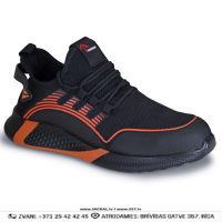 Vieglas Sportiskas Darba Kurpes Sneakers 6052DG S1 FO Breathable Lightweight Indoor Outdoor Black Orange Drošības Darba Apavi Specapavi