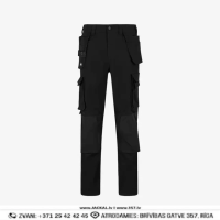 SAFETY JOGGER ELM Darba Bikses ar Nokarenām Kabatām Elestīgas 2 Way Stretch Fabric Comfortfit Multifunctional Pockets Black BELGIUM Drošības Darba Apģērbi Specapģērbi Aizsargapģērbi