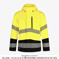 SAFETY JOGGER SCUTI HI VIS Softshell Darba Jakas Breathable Windproof Water Repellent Underarm Ventilation Yellow Black BELGIUM Drošības Darba Apģērbi Specapģērbi Aizsargapģērbi